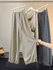 Pantalones de pierna ancha a rayas de algodón y lino inspirados en lo vintage, estilo old money, con cintas para mujer, nueva colección de principios de otoño, pantalones rectos holgados y versátiles