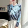 Suéter de Punto Fino con Cuello Redondo y Manga Larga para Mujer Otoño/Invierno 2026 Estampado de Pintura a Tinta Holgado Jersey Prenda Base