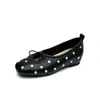 Versão em pele de ovelha~5CM salto oculto rebite laço sapatos Mary Jane femininos bico quadrado retrô vazado esculpido cor escovada sapatilhas