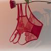 Ropa Interior Femenina Sexy de Encaje de Tiro Bajo Estilo Pura Pasión Hueca Transpirable Espalda Descubierta Glúteos Sexy Triángulo Francés
