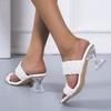 Zapatillas de cristal de tacón alto de comercio exterior europeo y americano para mujer con tacones cruzados
