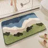 Alfombra de Piso Estilo Océano Fresco Falso Cachemir Transfronteriza Temu para Baño y Entrada de Tocador, Absorbente de Agua, Antideslizante, Resistente al Desgaste, Felpudo de Entrada