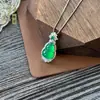 Collar de Cadena para Clavícula de Plata S925 con Colgante de Calcedonia Blanca de Alta Calidad en Forma de Calabaza Incrustado con Ágata de Color Jade para Mujeres, Cadena de Moda Ligera de Lujo para Socialité