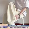 Pantalones de seda helada texturizados de moda para hombre, pantalones largos rectos de pierna ancha, holgados y frescos de verano, pantalones largos casuales versátiles para adolescentes