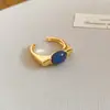 Anel Redondo Aberto de Resina Galvanizado com Ouro Real 18K, Anel para Dedo Indicador Estilo Nicho de Alto Padrão, Anel Vintage com Personalidade e Elegante