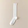 Calcetines Personalizados Calados para Pantorrilla para Mujer, Color Sólido, Malla Transpirable, Algodón Peinado, Hasta la Rodilla, Tubo Largo, Calcetines Caídos Estilo Japonés para Verano y Otoño