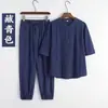 Departamento de vestuário budista estilo Zen Hanfu verão traje chinês linho vestuário taoísta masculino e feminino prática de meditação traje Tang vestuário de chá