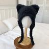 Lindo Sombrero de Oso de Peluche para Niños Otoño e Invierno Cara Pequeña Cálido Gorro de Lana Tejida Ropa para Cabeza Grande Sombrero con Protección para las Orejas
