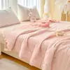 Colcha de Verano de Doble Capa de Gasa 100% Algodón Puro Estilo Princesa Fresca, Estampado Floral de Encaje Francés, Versión Coreana 2026, para Mamá e Hijo, Colcha de Verano Refrigerante