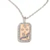 Colgante de Nicho Estilo Europeo y Americano Acero Inoxidable Chapado en Oro de 18K Aceite Goteando Lleno de Diamantes Doce Constelaciones Collar Cuadrado Colorido para Mujer