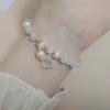 Pulsera de cristal de ópalo blanco estilo coreano con un solo anillo, pulsera encantadora de perlas de agua dulce para mujer.