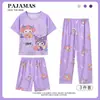 Pijama Infantil de Tres Piezas, Shorts de Manga Corta, Pantalones Largos, Pantalones Casuales de Dibujos Animados Lindos, Ropa para Padres e Hijos, Ropa de Casa para Niños Talla Mediana y Grande, Moderno