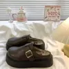 Estilo Novo de Inverno 2025 Birkenstock Plataforma Bico Fechado Confortáveis com Superfície de Couro, Chinelos Birkenstock Versáteis de Calçar para Uso Externo para Mulheres