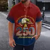 Camisa Havaiana Plus Size Transfronteiriça Manga Curta Verão Novo Masculino Gola Reversível Cardigan Casual Estampa Digital 3D