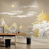 Nuevo Revestimiento de Pared para Hotel Estilo Chino con Murales de Paisaje Dorados para Paredes de Fondo de Sala de Estar y Sala de Té, Papel Tapiz para Paredes de Hotel y Restaurante