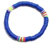 Pulseira de Contas Azuis com Listras Arco-Íris Feita com Argila Polimérica Um Acessório Colorido e Divertido para Uso Casual ou de Verão Perfeito para Adicionar um Toque Divertido de Cor a Qualquer Roupa