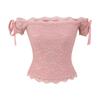 Desejo Puro Sexy Um Ombro Fora do Ombro Laço Top de Renda de Manga Curta Renda Slim Curto Temperamento de Menina Quente Camiseta