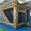 Castelo Pula Pula Inflável Camuflado com Escorregador e Cesta de Basquete Design Atividade Imobiliária Motorista de Tráfego Fonte de Castelo Inflável