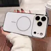 Funda para Teléfono Móvil Galvanizada Mate Adecuada para Iphone17 con Ventana Grande y Círculo Delgado Succión Magnética Apple 16 Cubierta Protectora Integral Anti-Caídas