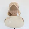 Venta al por mayor de fábrica de pelucas de encaje frontal para mujer europeas y americanas con un aspecto natural, de longitud media, blancas y un estilo bob realista hechas de fibras sintéticas