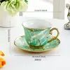 Taza de Cerámica Vintage para Uso Doméstico, Exquisito Juego de Taza y Platillo de Gama Alta, Taza para Arte Latte de Café, Taza de Café con Borde Dorado y Textura Agrietada