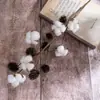 Conjunto de Flores de Galho de Algodão com 6 Peças, Flores Artificiais Transfronteiriças, Decoração de Casa, Buquê de Casamento, Parede de Rosas, Flores Artificiais, Ins