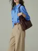 ¡Camiseta de jugo! Camisa de Manga Larga Klein Blue French Air Sense Profesional para Viajar Perfil Micro Holgado