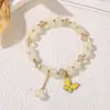 Pulseira de Contas de Vidro Degradê Estilo Chinês para Mulheres, Pulseira Doce e Fresca com Pingente de Borboleta, Joia de Barraca de Mercado Noturno, Presente para Melhor Amiga