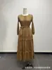 Miyake Miyake Moda Transfronteriza Europea y Americana Tallas Grandes para Mujer Otoño Nuevo Vestido Delgado con Aberturas de Encaje Africano