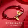 Ano do Cavalo, Pulseira Trançada Artesanal Banhada a Ouro Areia Tradicional, Pulseira de Fio Vermelho do Cavalo do Zodíaco da Sorte para Homens e Mulheres