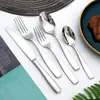 Estilo Escandinavo Cabo Lixado Aço Inoxidável de Alta Qualidade Talheres Faca, Garfo e Colher para Restaurante Ocidental Talheres de Aço Inoxidável de Grau Alimentício