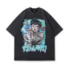 Marca de moda TKPA 230g algodón lavado vintage antiguo camiseta retro americana con estampado de dibujos animados de manga corta para hombre