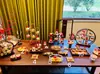 Novo Estilo Chinês Casamento Noivado Banquete Mesa de Sobremesas Suporte de Exibição Festa de Aniversário Decoração Suporte para Bolo Conjunto de Madeira Maciça Frente e Verso