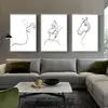 Pintura decorativa para sala de estar de personaje abstracto de una sola pincelada, pared de fondo de sofá moderna y simple, pintura de suelo, pintura colgante para porche