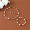 Europa e os Estados Unidos cruz-fronteiras noiva moda elegante pérola diamante pulseira colar brincos de três peças fábrica atacado