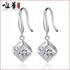 Pendientes de cubo Tiktok Kuaishou ventana de amor borla oreja femenina Gancho de oreja cuadrado estilo coreano joyería de plata joyería de oreja de plata