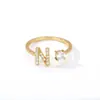 Anillo Abierto de Letra Inicial Z con Circonita de Lujo de Gama Alta Transfronterizo Europeo y Americano Versátil Creativo Simple Anillo Venta al por Mayor