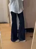 Jeans Acampanados Negros y Grises Americanos de Moda para Mujer, Elásticos, Forrados de Felpa, de Cintura Alta, Pierna Ancha, Corte Ajustado, Pierna Recta, Pantalones de Longitud al Suelo