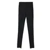 Pantalones Negros Rasgados de Talla Grande para Mujer Primavera/Verano, Leggings Ajustados de Pierna Skinny con Alta Elasticidad para Mujeres Pequeñas