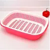 Cesta Escurridora Cubeta Cubeta de Cocina Doble Capa Cubeta Escurridora Almacenamiento Largo Hogar Largo Cuadrado Hueco Simple Engrosado Multifunción