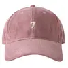 Boné de baseball de veludo cotelê Outono e Inverno masculino e feminino circunferência da cabeça grande mostra o rosto bordado pequeno número 7cem combinar estilo coreano boné com aba moda