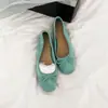 Sapatos Femininos com Bico Arredondado e Boca Rasa, Solado Macio, Salto Baixo, Novo Estilo Primavera, Pele de Ovelha, Bico Redondo, Confortáveis, Sapatos Flutuantes Femininos, Sapatos Baixos para Mães