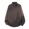 Nuevo Suéter Retro Estilo Americano para Hombre Otoño/Invierno 2026 Suéter de Lana Tejido de Media Cremallera para Hombre Capa Base Casual Simple