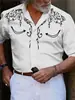 Camisa Casual de Manga Larga para Hombre Estilo Vaquero Transfronteriza 2025 Retro Impresión 3D Talla Grande Holgada Cárdigan
