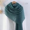 Cachecol Plissado Colorido Sólido de Algodão e Linho, Moda Versátil Multicor, Novo Estilo Cachecol Longo Plissado com Franjas, Lenço de Cabeça