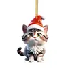 Nuevo árbol de Navidad transfronterizo lindo gato flor acrílica habitación sombrero de Navidad gatito adornos para coche adornos para árbol de Navidad