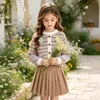 Conjunto de Falda Plisada Floral a Rayas para Niñas