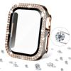 Adecuado para Apple Watch, carcasa protectora de diamantes de doble fila de dos colores, carcasa para Apple Watch 9/8/7, carcasa protectora integrada