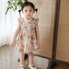 Vestido para niñas, novedad de verano 2024, falda de flores con mangas voladoras pequeñas, falda de estilo nacional mejorada para niños.