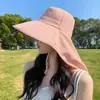 Chapéu de Verão Feminino para Proteção Solar ao Ar Livre com Aba Larga, Proteção UV, Design com Topo Aberto, Cobertura Facial, Adequado para Ciclismo